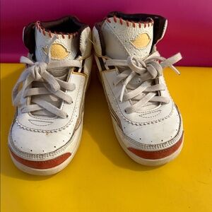 Jordan Kids White and Red Sneakers